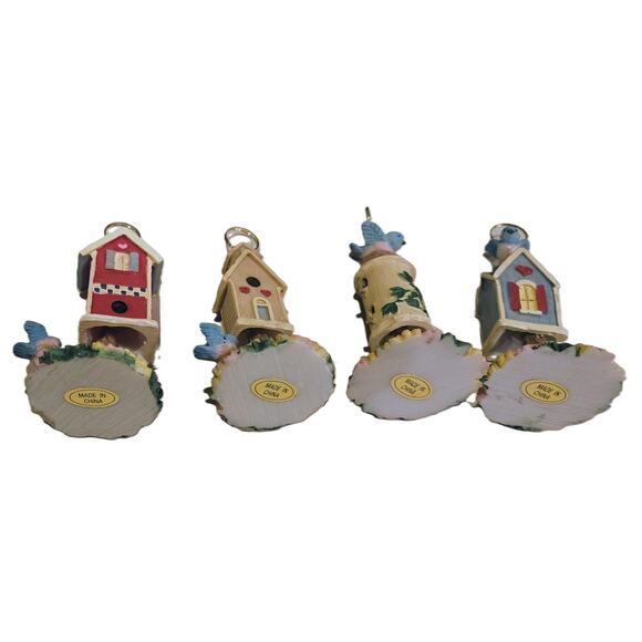 Boston Warehouse Vintage Bouncy Ceramic Birdhouse Place Card Holders Set of 4 - Picture 4 of 9